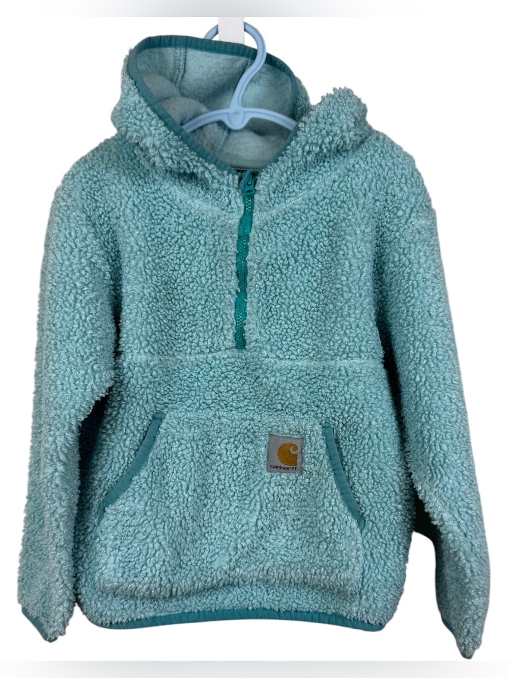 Carhartt Toddler Girls turquoise qtr Zip fleexe textured hoodie sz 4